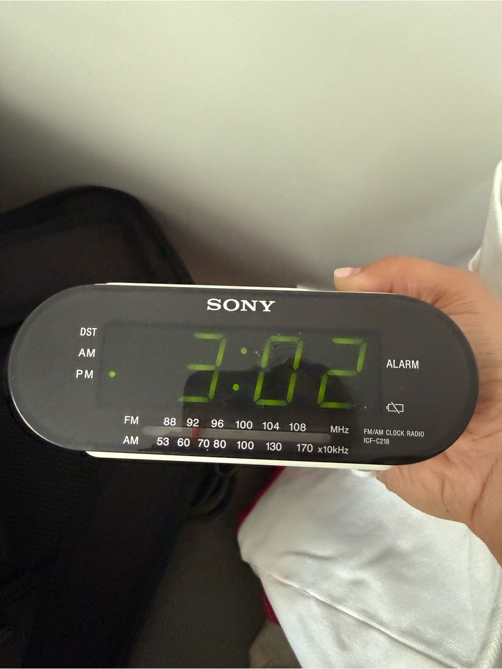 Sony Black AM/FM Clock Radio with Green LED Display